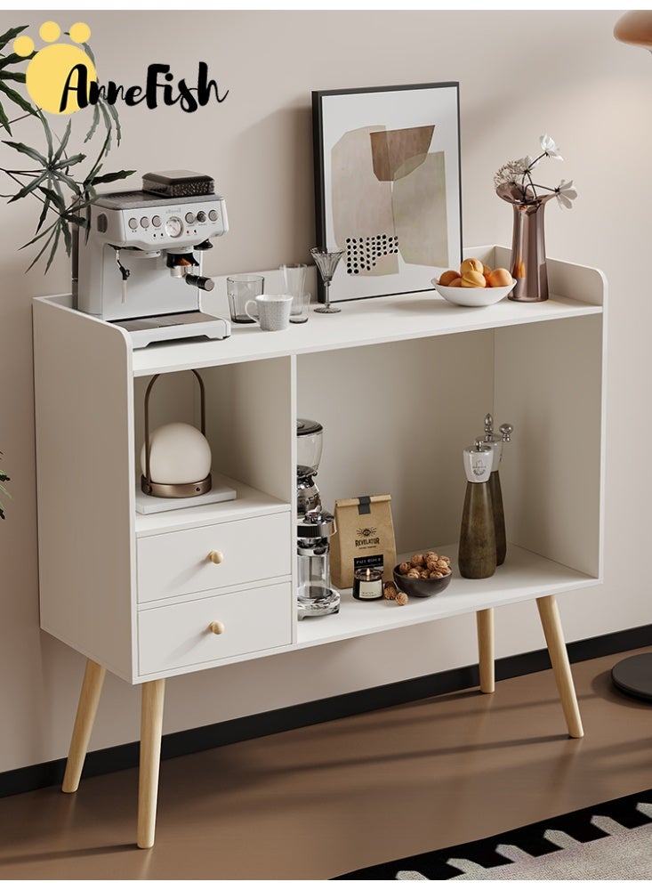 AnneFish 100*35*80cm Coffee Corner Home Kitchen Coffee Bar Cabinet Shelf With Drawers Display Cabinet Kitchen Bakers Rack Sideboard For Living Room, Bedroom Or Office - Image 1